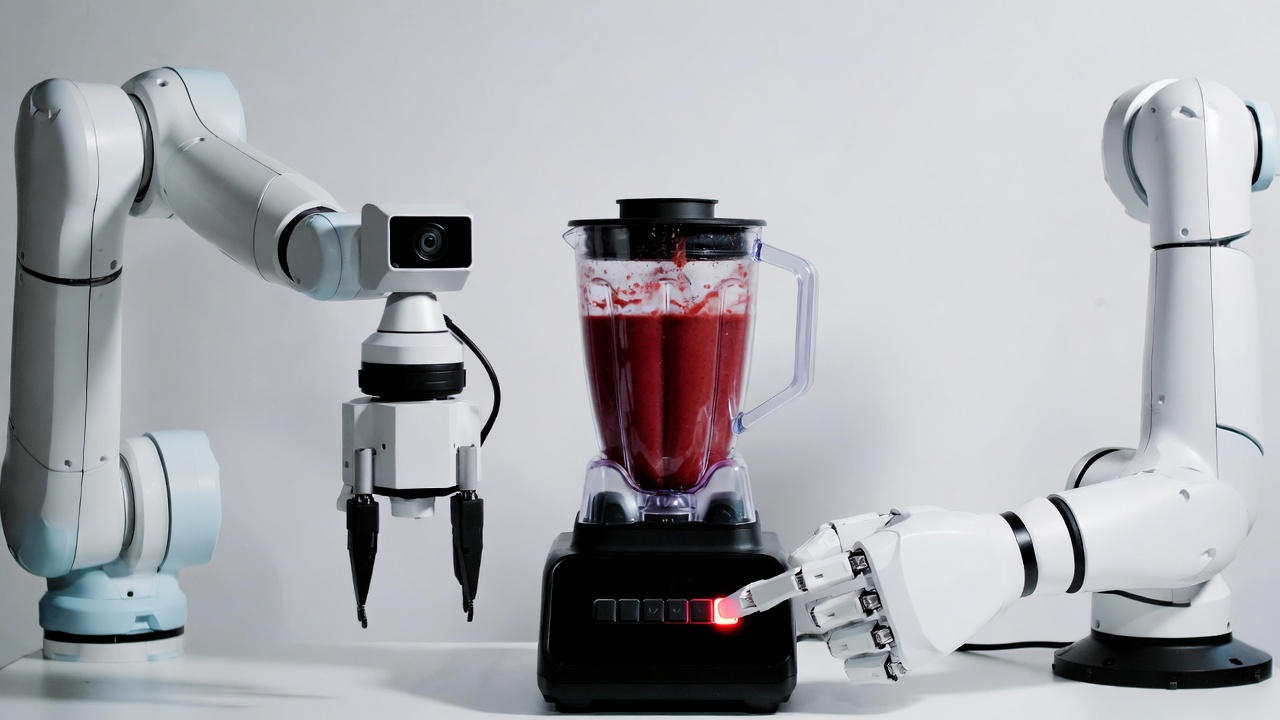 Robots operating blender
