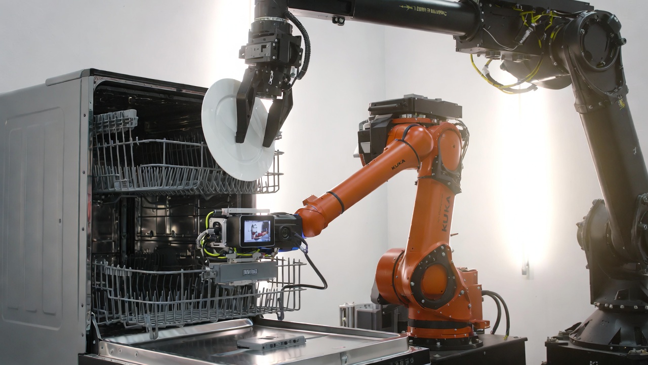 Robots loading dishwasher